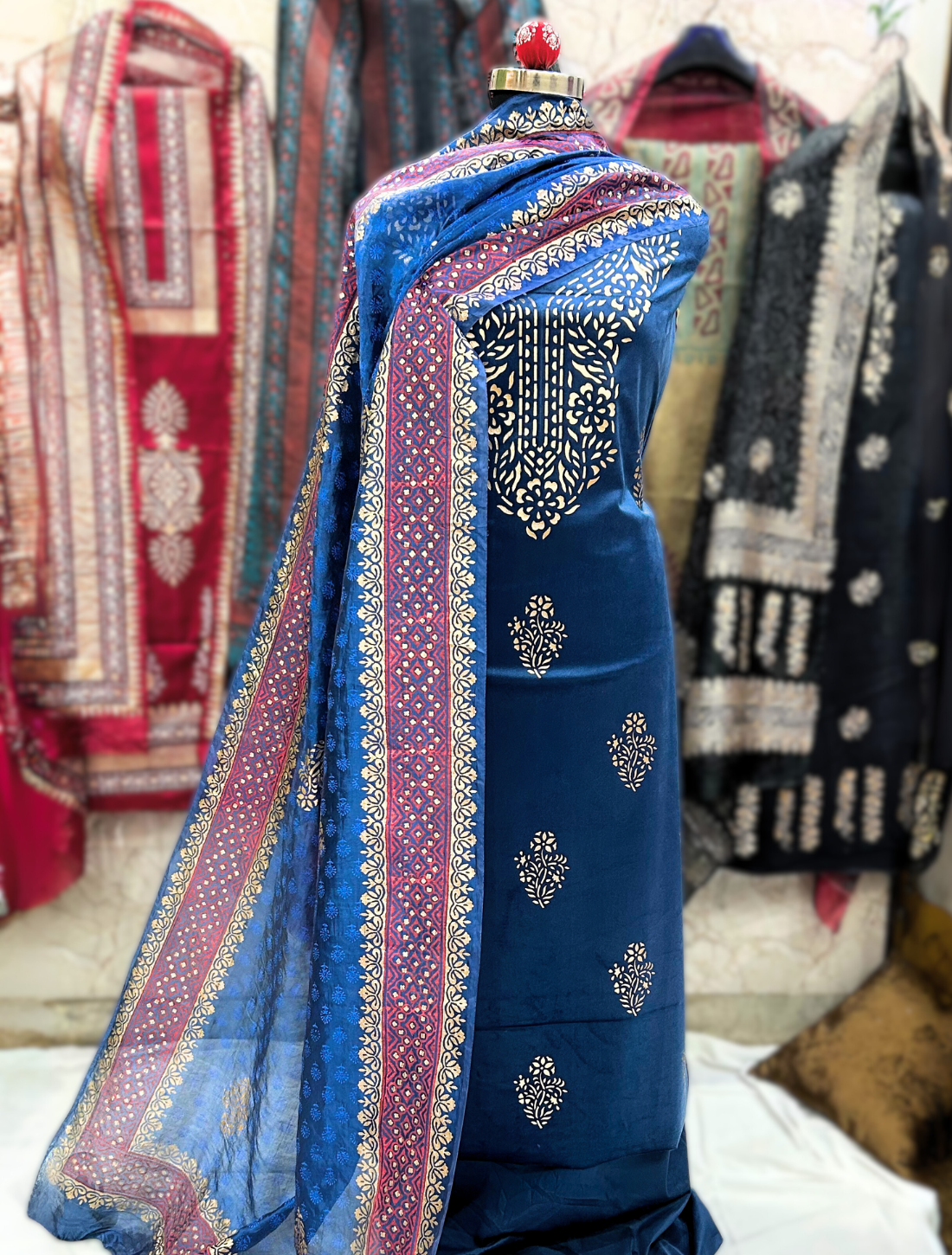 elegant-hand-block-printed-velvet-suit-with-silk-dupatta