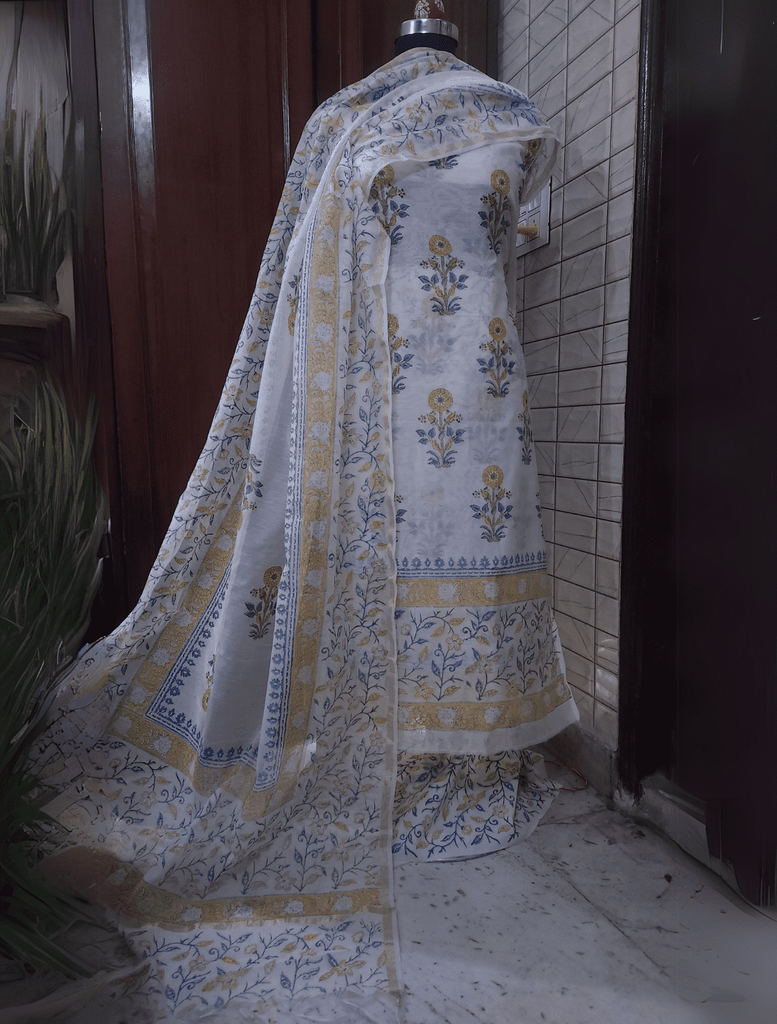 Chanderi Suit & Silk Dupatta Ensemble
