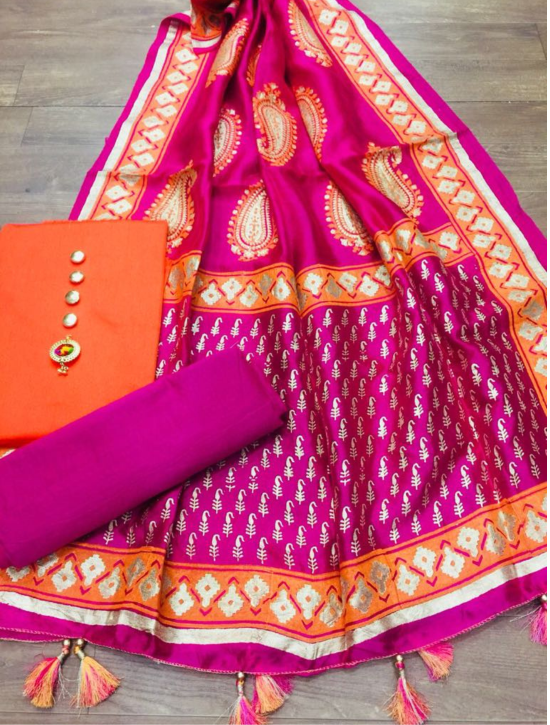 Elegant Block Printed Silk Dupatta