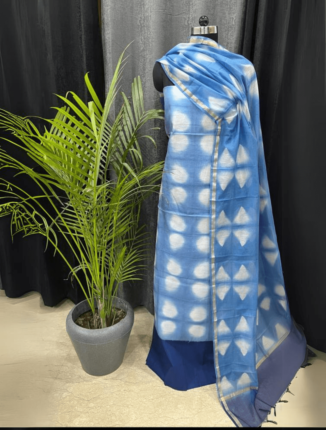 Elegant Hand-Painted Cotton Suit with Dupatta