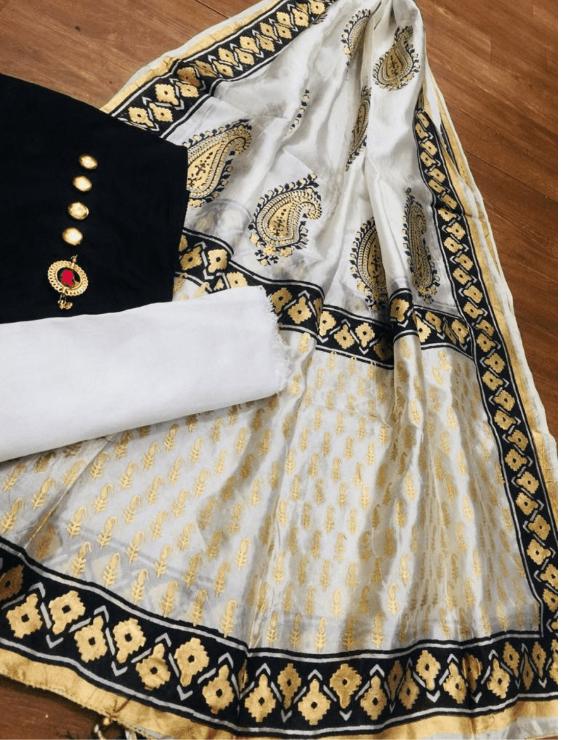 Exquisite Block Print Silk Dupatta