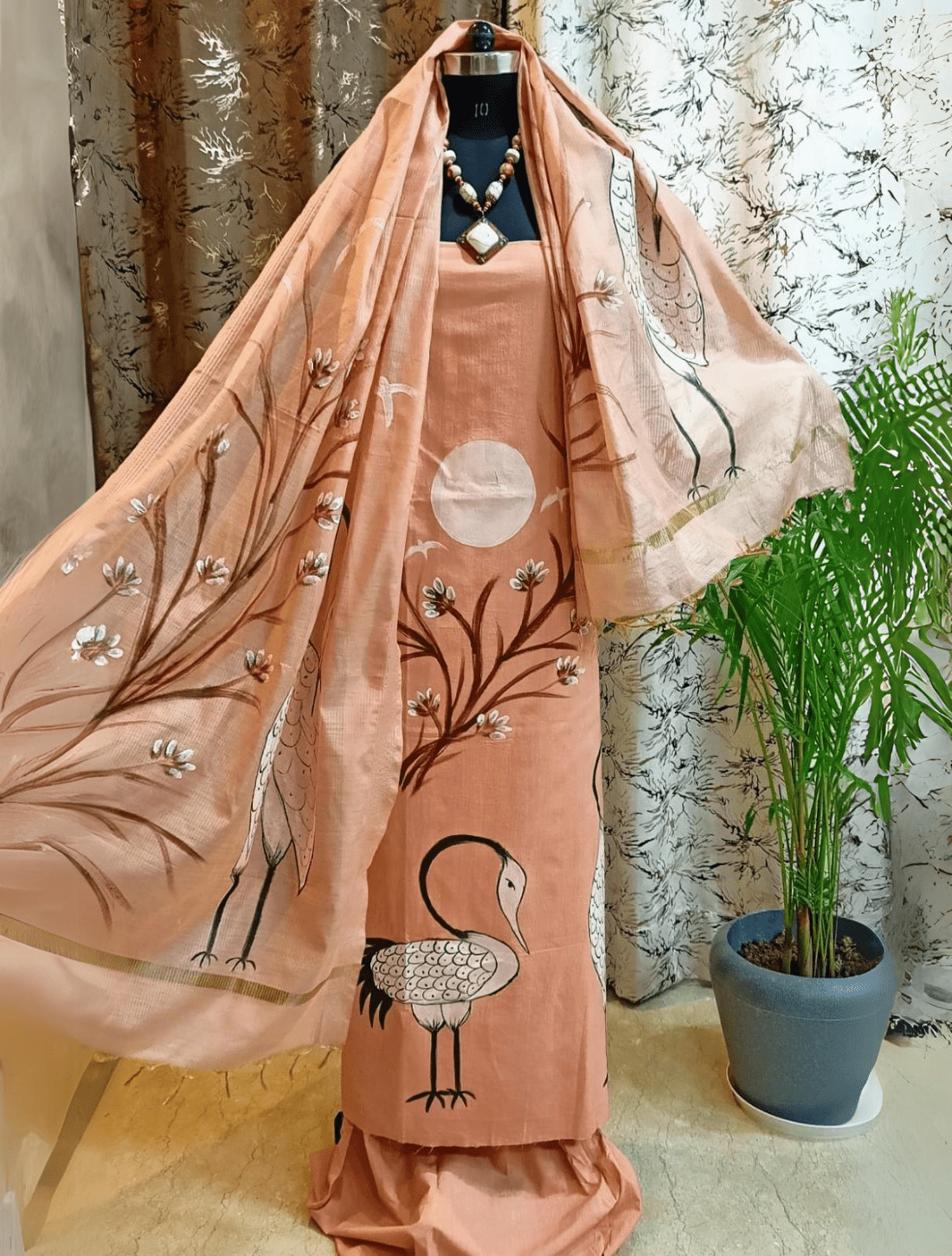 Exquisite Hand-Dyed Cotton Suit & Dupatta Set
