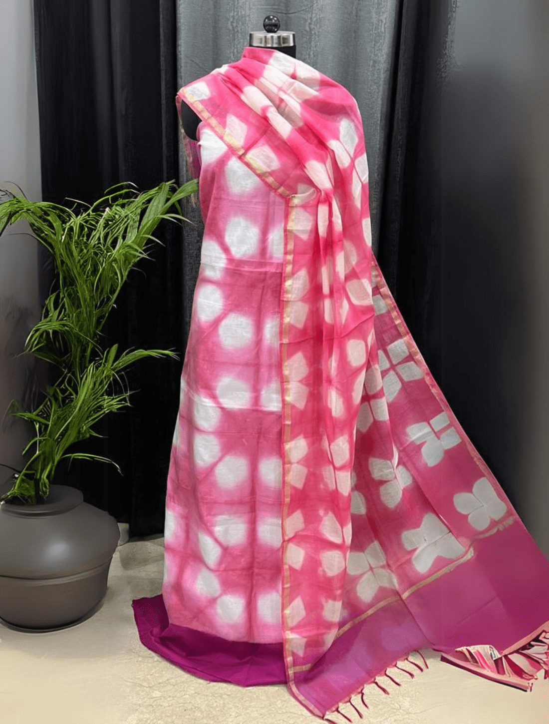 Unique Hand-Dyed Cotton Suit with Matching Dupatta
