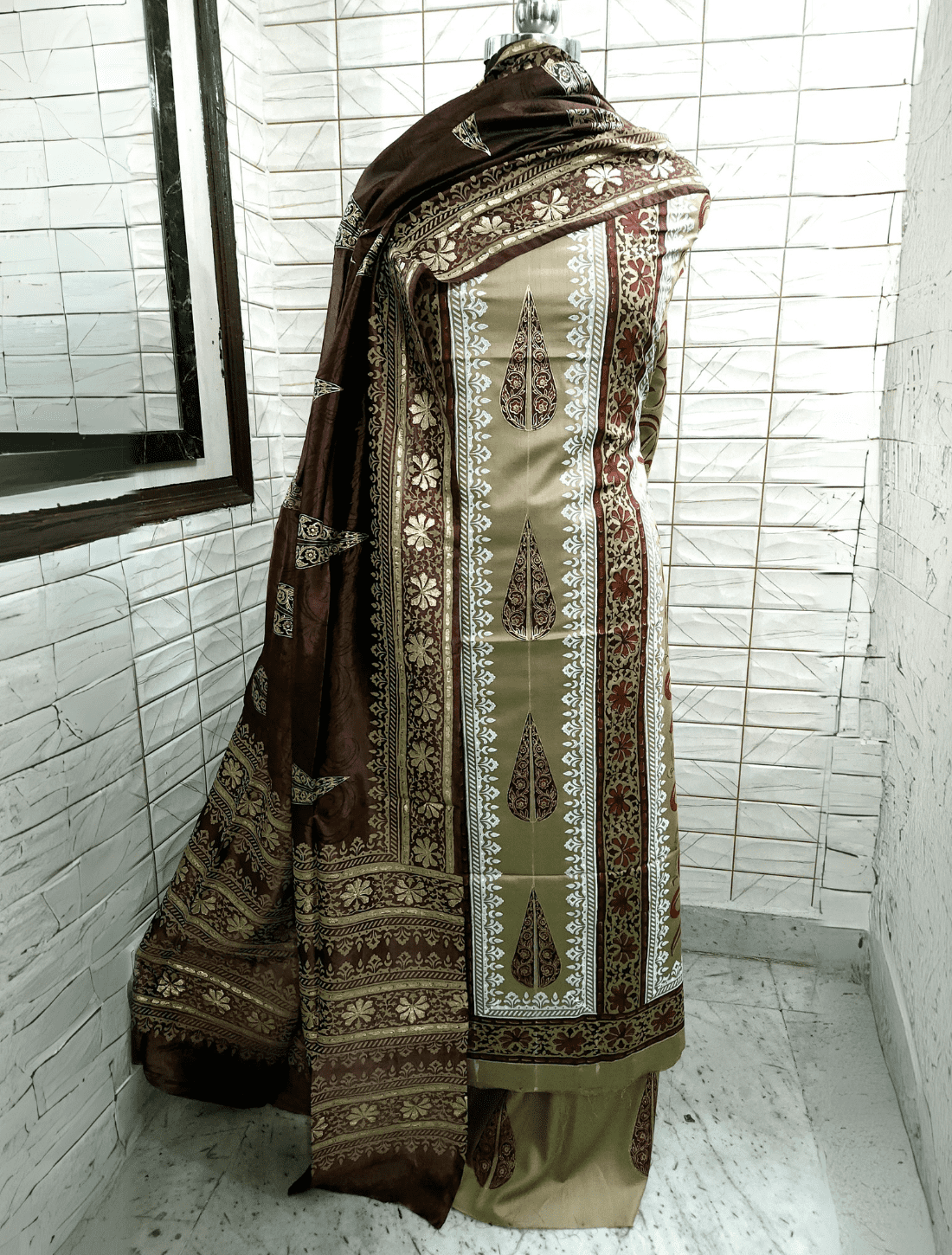 Handcrafted Cotton Silk Block Print Suit