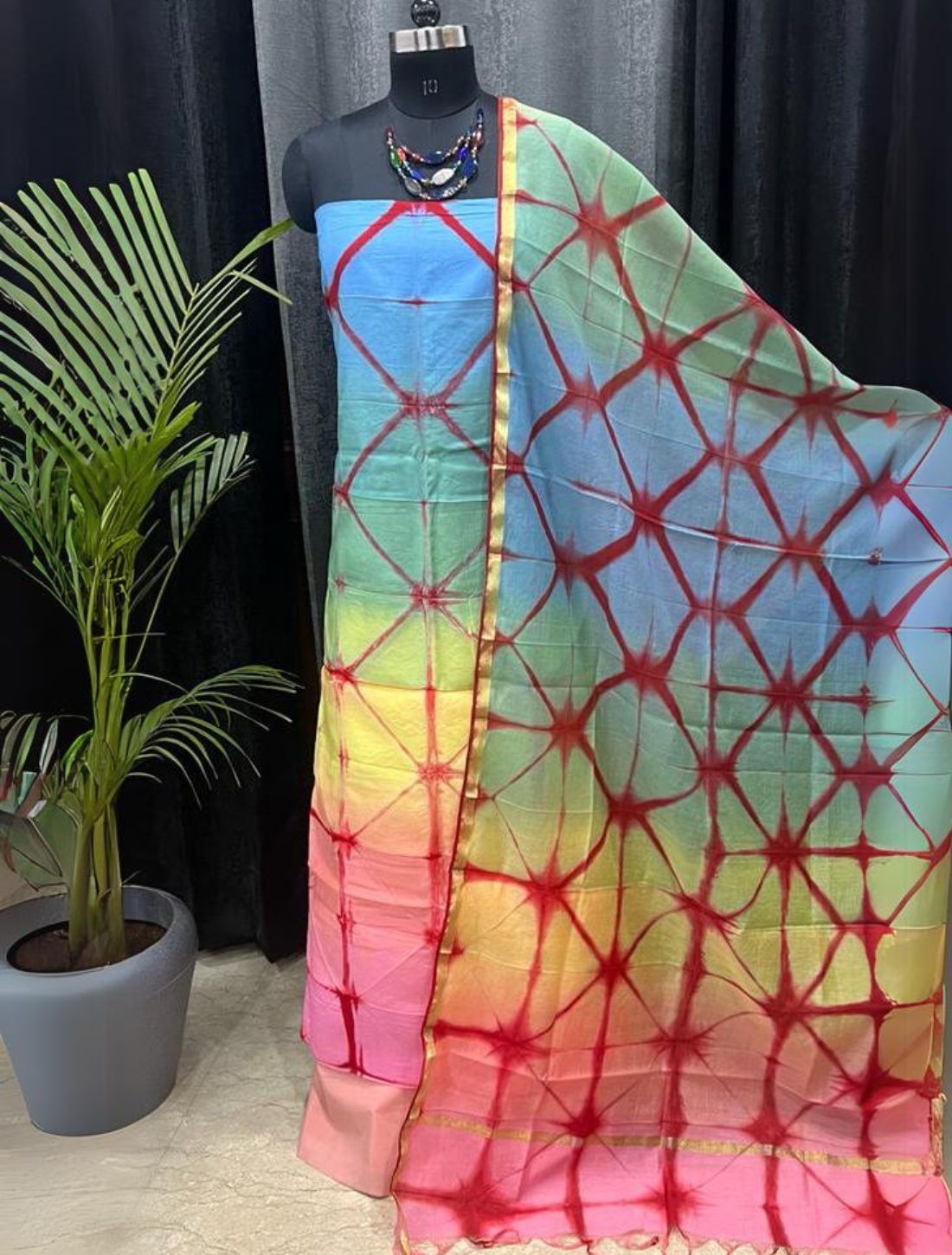 Gorgeous Hand-Dyed Chenderi Suit & Dupatta Pair