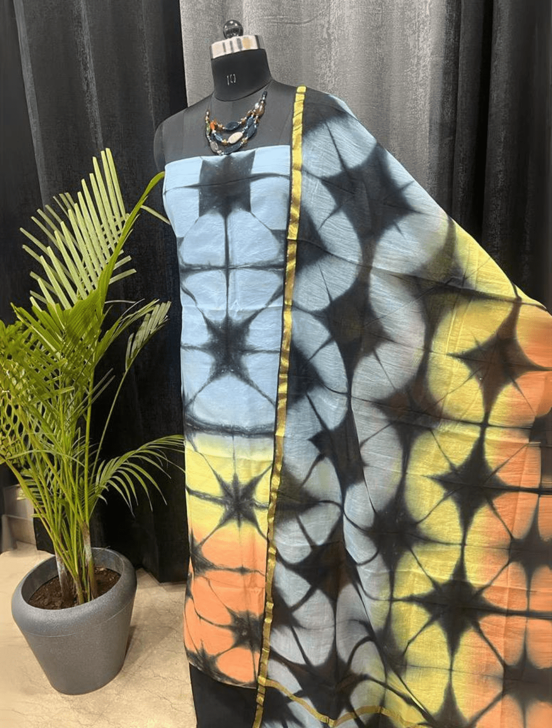 Hand-Painted Chenderi Suit with Elegant Dupatta