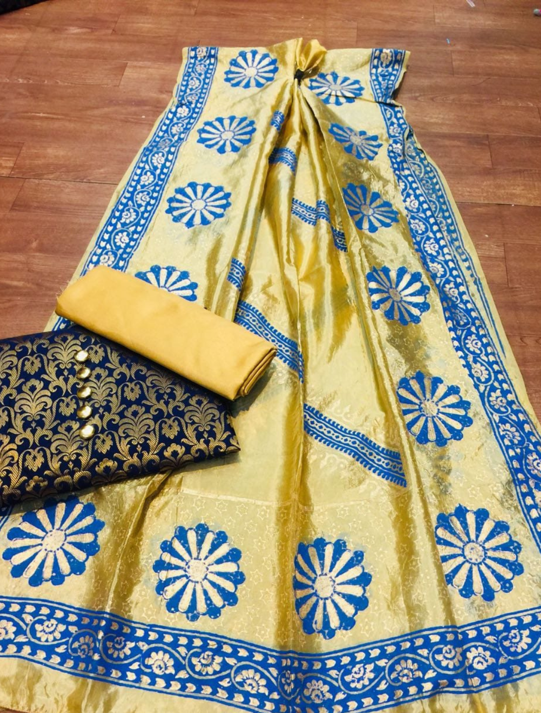 Exquisite Handcrafted Block Printed Silk Dupatta