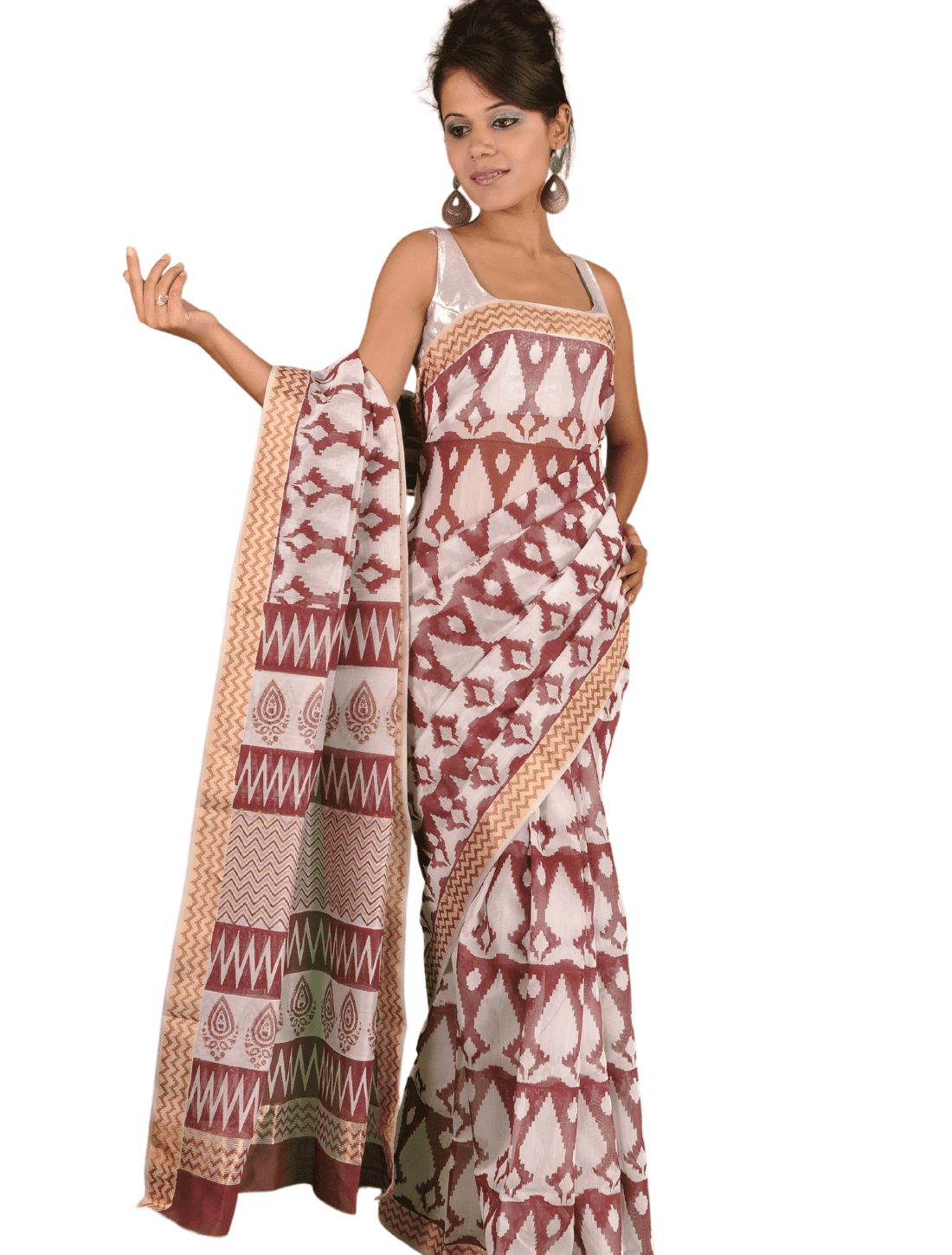 Elegant Hand Made Chanderi Saree with Matching Chanderi Blouse