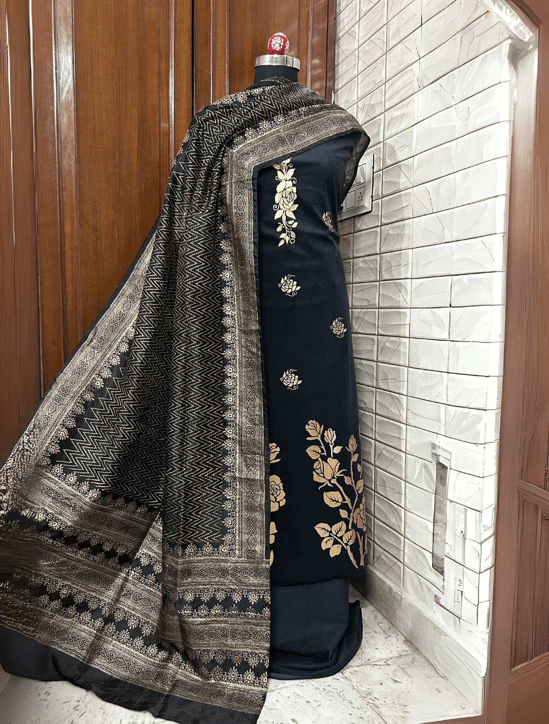 Artisan Hand Block Printed Velvet Kurta Set